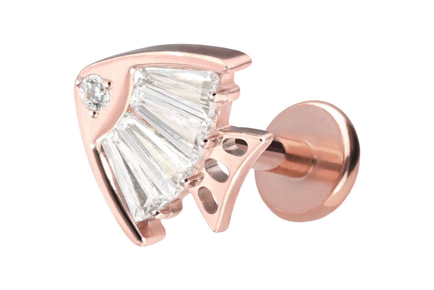 Titan Labret Piercing mit Push Fit KRISTALLFISCH